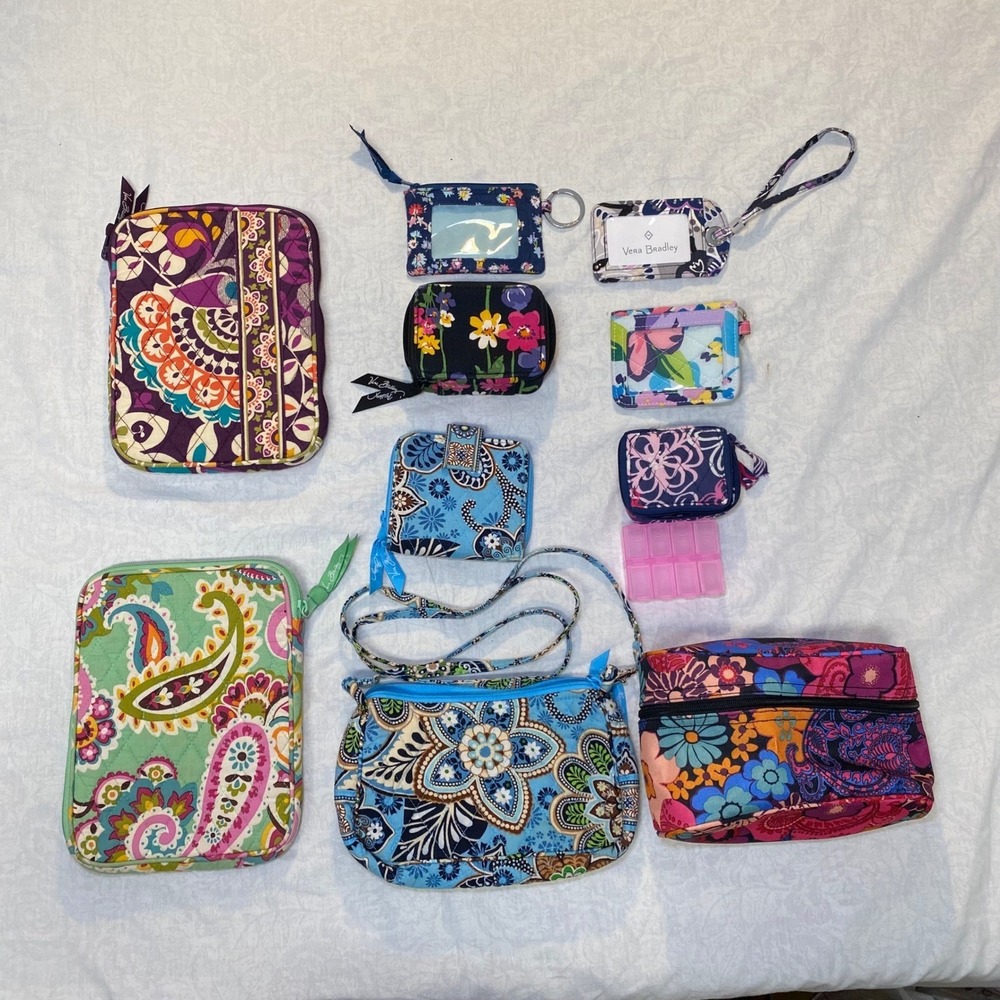 Vera Bradley Lot of 10 Accessories Crossbody Tablet Sleeves ID Cases Pill Case